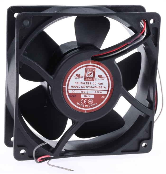 RS PRO Axial Fan, 48 V dc, DC Operation, 178.4m³/h, 9.6W, 200mA Max, 120 x 120 x 38mm