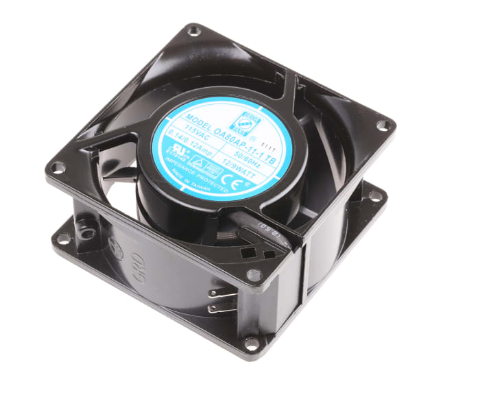 Ventilateur axial RS PRO 115 V ac, 51m³/h, 80 x 80 x 38mm, 9W