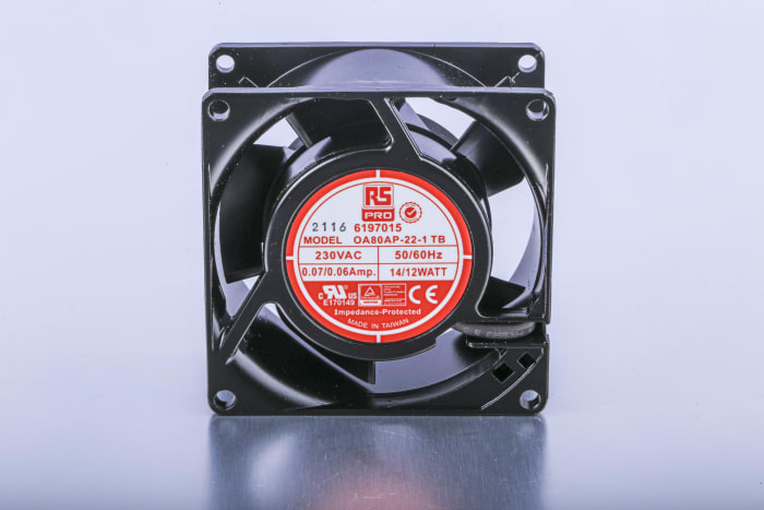 RS PRO | RS PRO OA80 Series Axial Fan, 230V ac, 51 m³/h, 12 W, 60 mA ...