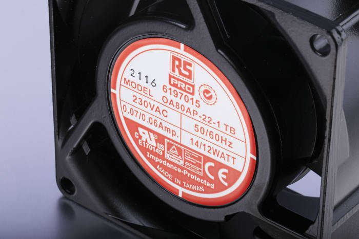 RS PRO | RS PRO OA80 Series Axial Fan, 230V ac, 51 m³/h, 12 W, 60 mA ...