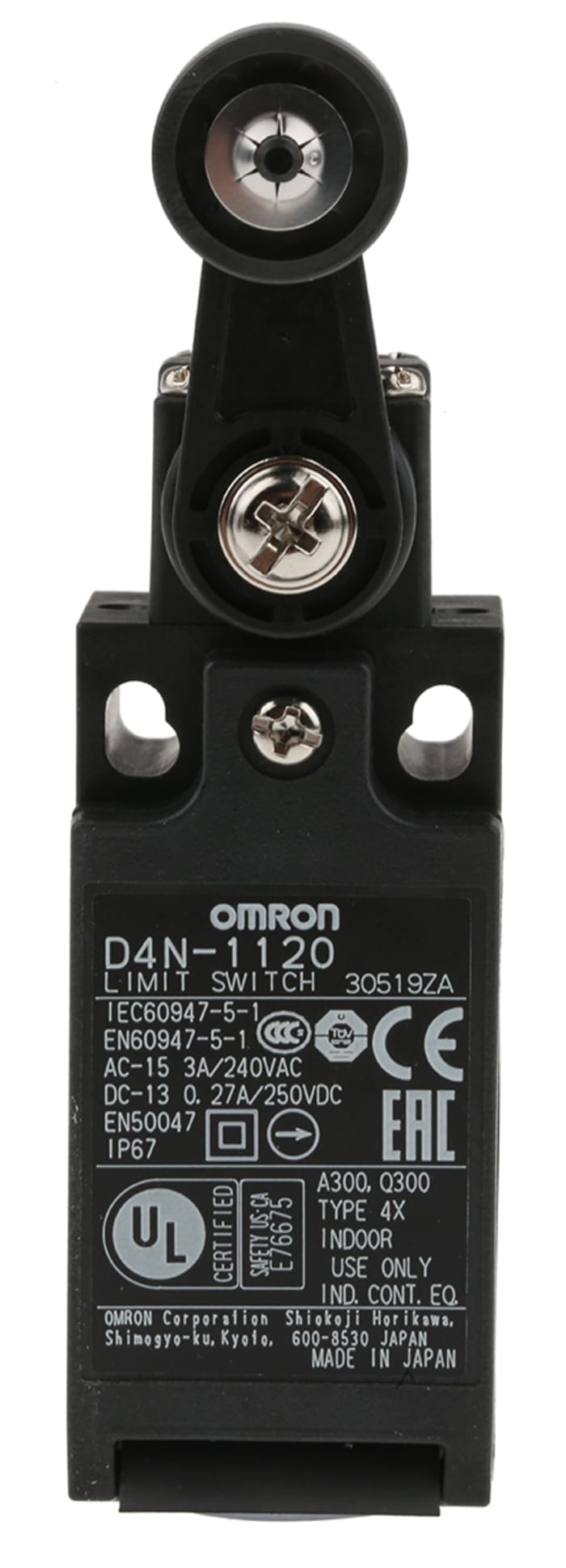 Omron D4N Series Roller Lever Interlock Switch, NO/NC, IP67, SPDT, 250V ac Max