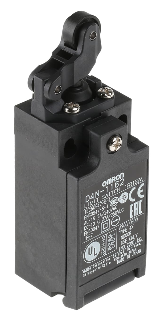 Omron D4N Series Roller Plunger Interlock Switch, NO/NC, IP67, SPDT, Plastic Housing