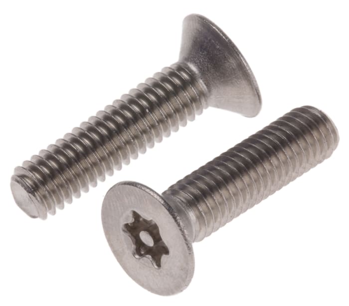 Tornillo de seguridad a prueba de manipulaciones Plano Plano Acero Inoxidable, M6 x 25mm