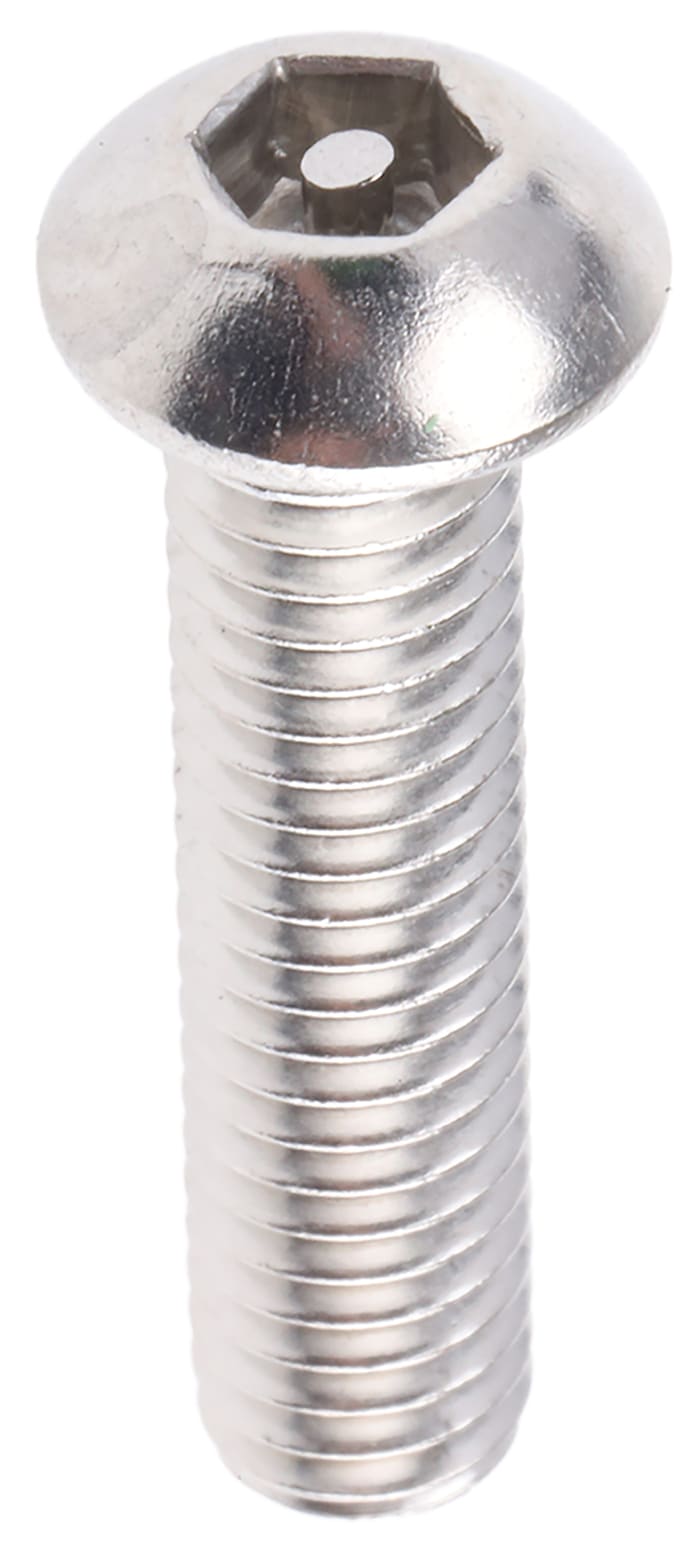 Tornillo de seguridad a prueba de manipulaciones Plano Botón Acero Inoxidable, M6 x 25mm