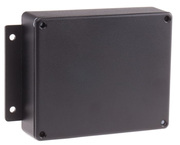 RS PRO Black Die Cast Aluminium Enclosure, IP66 Flanged 55.2 mm, 139.8 mm, 89.7 mm