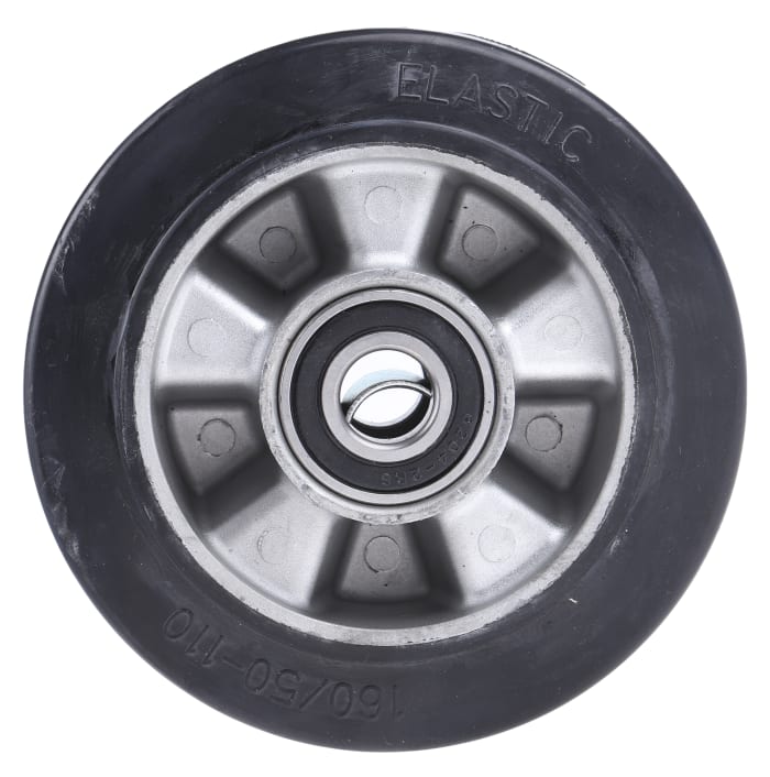 Roue de chariot Pleine RS PRO Ø 160mm, l. 50mm, Ø alésage 20mm, Roulement à bille, 300kg max