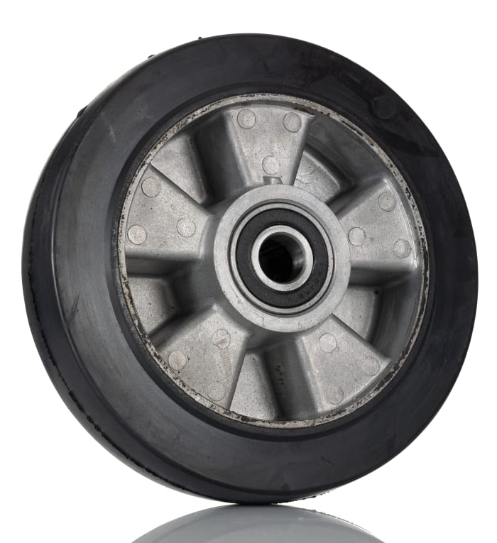 Roue de chariot Pleine RS PRO Ø 200mm, l. 50mm, Ø alésage 20mm, Roulement à bille, 400kg max