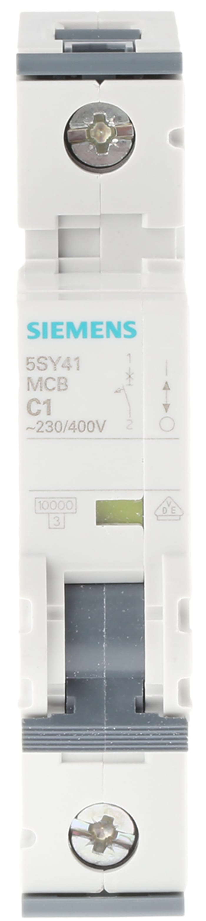 Siemens Sentron 5SY4 MCB, 1P, 1A Curve C, 230V AC, 10 kA Breaking Capacity