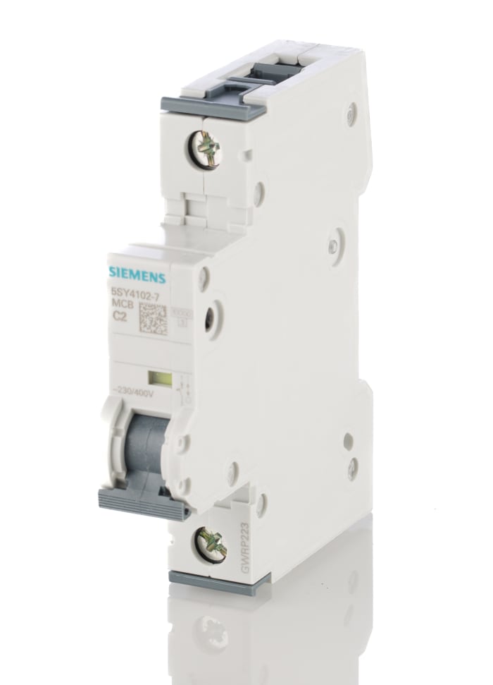 Interruptor automático 1P, 2A, Curva Tipo C, Poder de corte 10 kA, Sentron, Montaje en Carril DIN