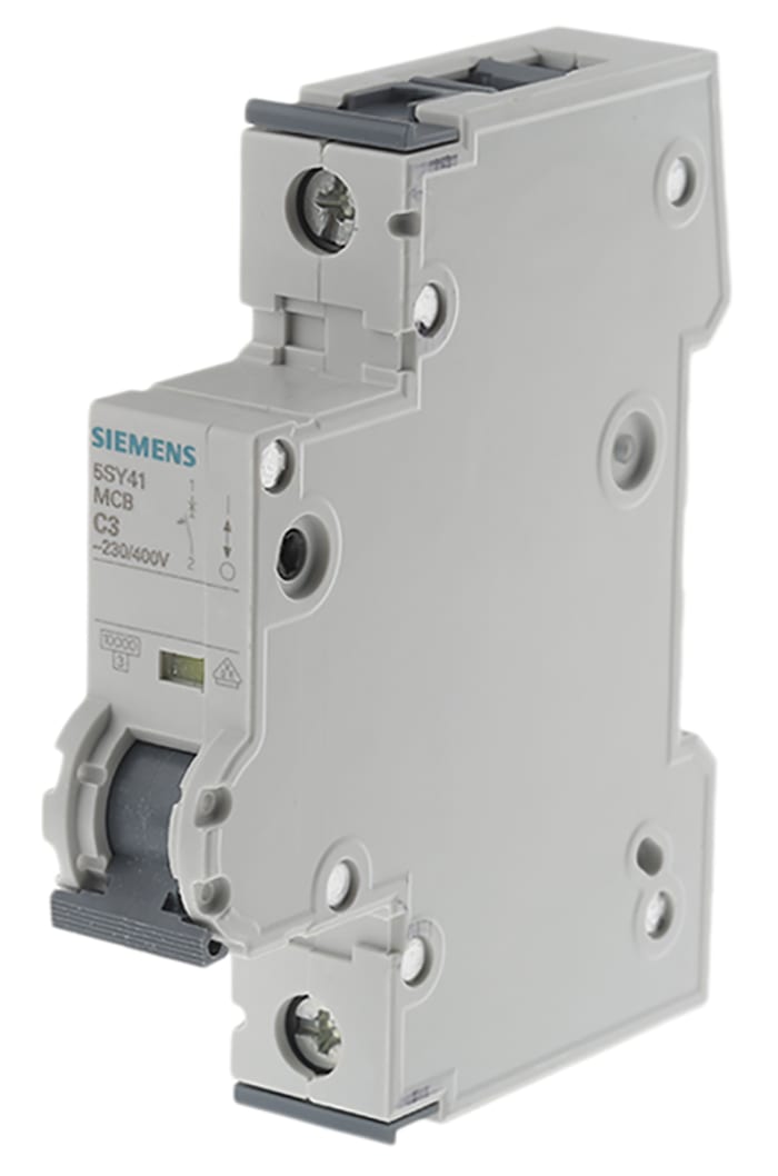 Siemens Sentron 5SY4 MCB, 1P, 3A Curve C, 230V AC, 10 kA Breaking Capacity