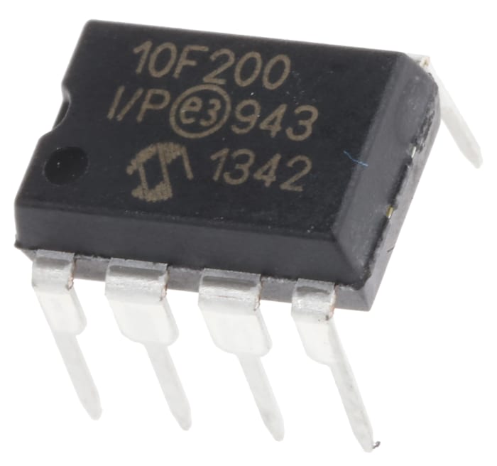 Microchip, 8bit PIC, PIC10F Microcontroller, 4MHz, 256 x 12 words Flash, 8-Pin PDIP