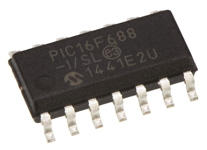 Microchip, 8bit PIC, PIC16F Microcontroller, 20MHz, 4096 x 14 words, 256 B Flash, 14-Pin SOIC