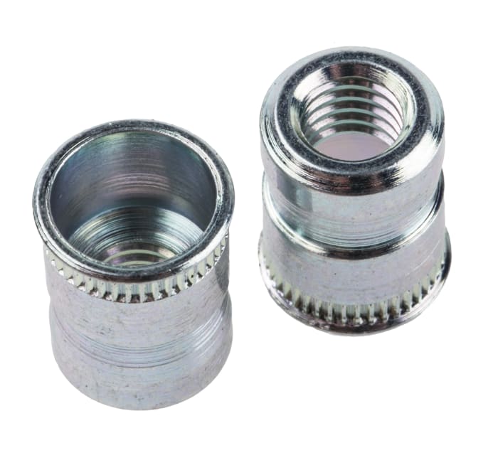 POP Clear Passivated, Galvanised, M6 Steel Threaded Insert, 10.16mm Depth 13.08mm
