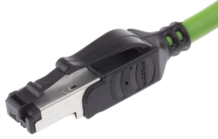HARTING, 1.5m Cat5, Green RJ45 to Male RJ45 Male, U/FTP Shielded, Terminated PVC Sheath