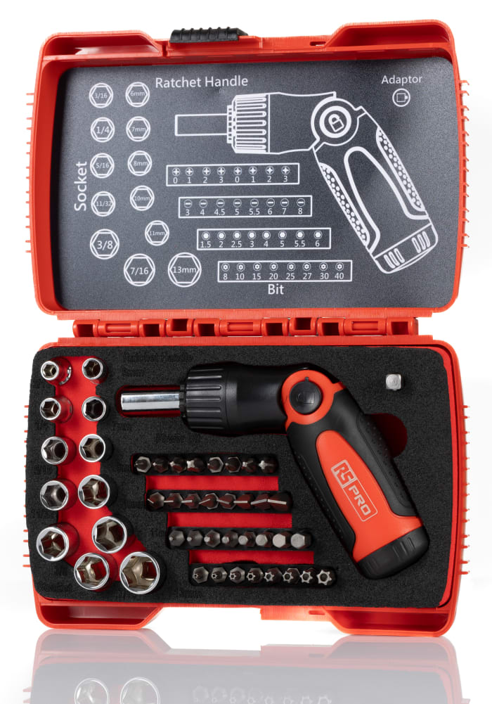 RS PRO 46-Piece Imperial, Metric 1/4 in Standard Socket/Bit Set with Ratchet