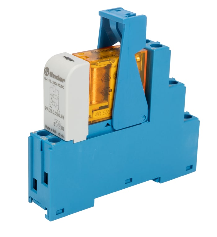 Finder 48 Series Interface Relay, DIN Rail Mount, 230V ac Coil, DPDT, 2-Pole, 8A Load