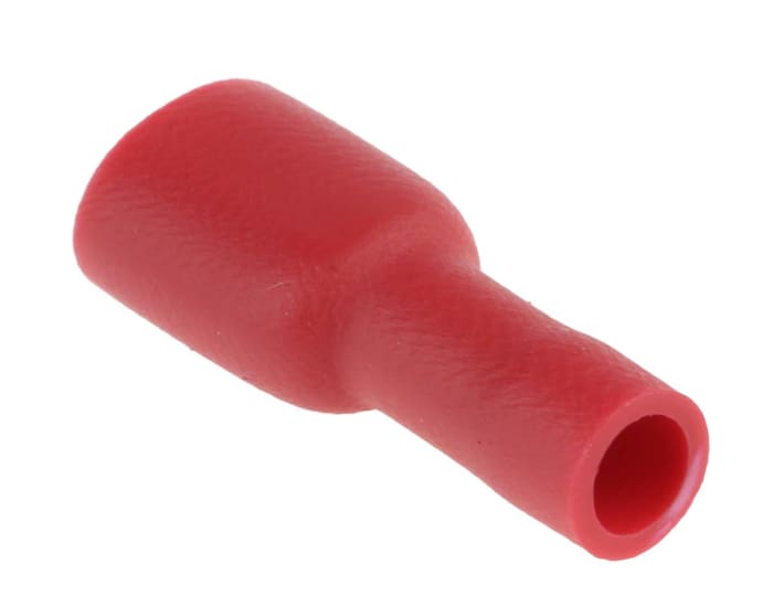 RS PRO Red Insulated Female Spade Connector, Double Crimp, 6.35 x 0.8mm Tab Size, 0.5mm² to 1.5mm²