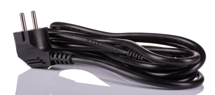 RS PRO Straight IEC C13 Socket to Right Angle CEE 7/7 Plug Power Cord, 2.5m