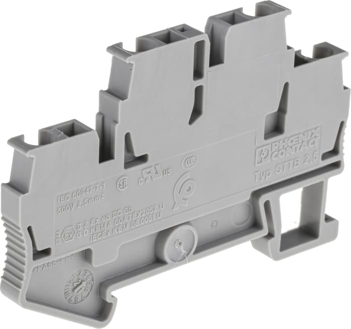 3031270 Phoenix Contact Phoenix Contact Grey STTB 2.5 Double Level Terminal Block, Double