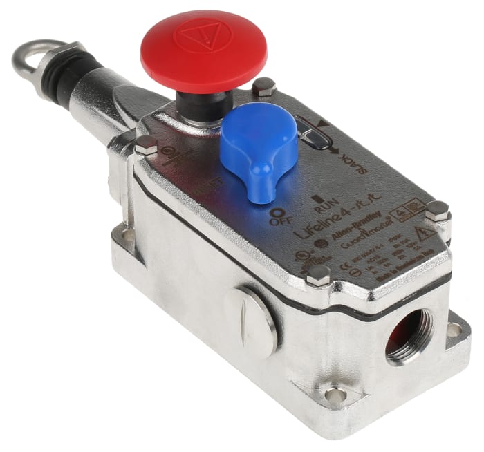 Allen Bradley Guardmaster 440E Rope Pull Switch, 75m, 2NO/2NC, Straight