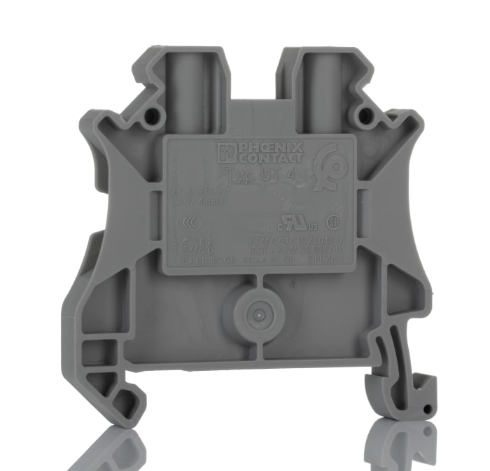 Phoenix Contact3044102 UT 4 Series Feed Through Terminal Block, 0.14 → 4mm², Single-Level, Screw Termination,