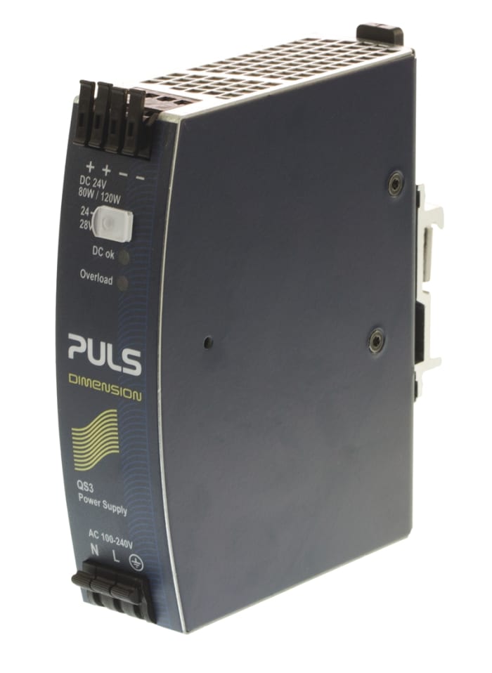 PULS DIMENSION Q Switched Mode DIN Rail Power Supply, 100 → 240V ac ac Input, 24V dc dc Output, 3.4A Output, 82W