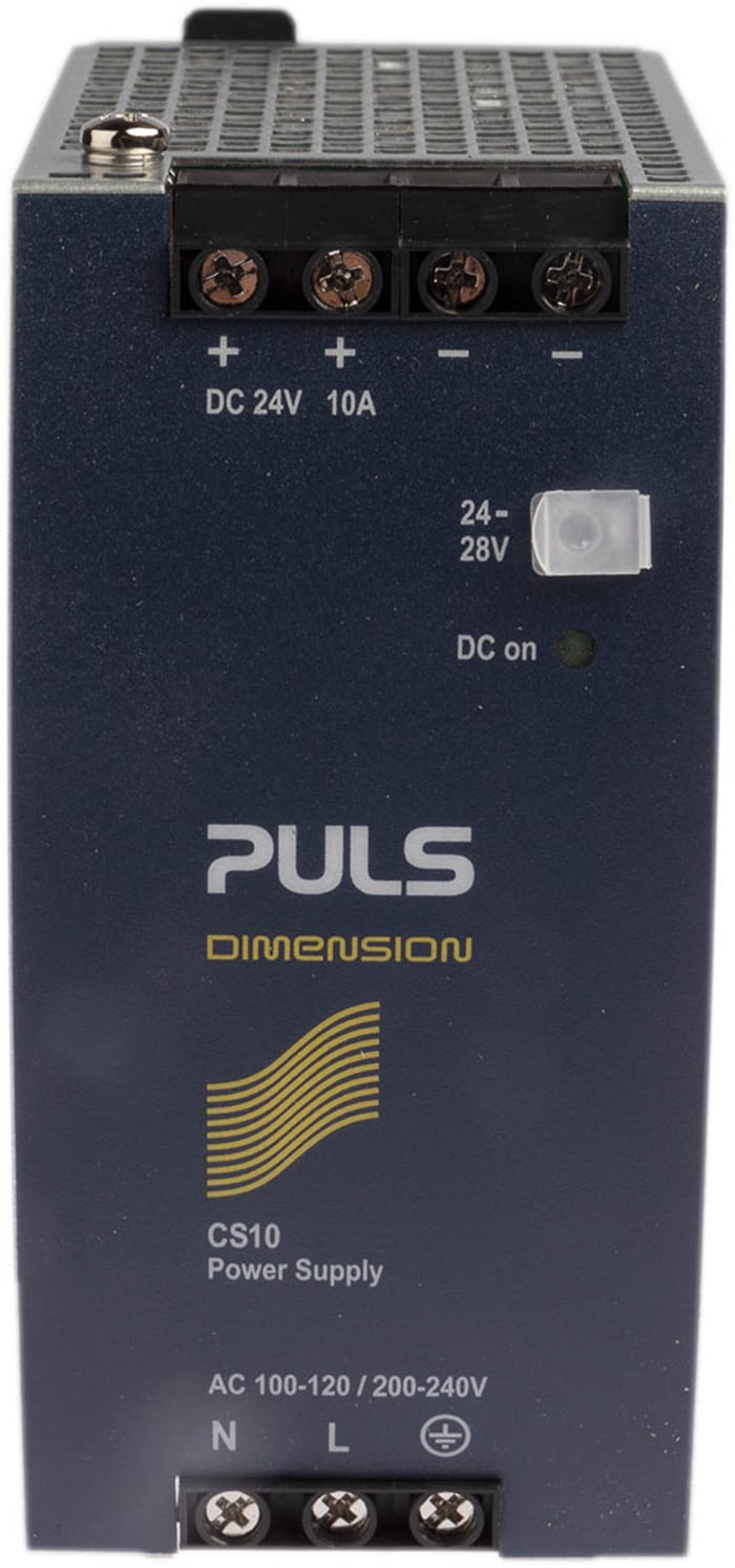 PULS DIMENSION C-Line Switched Mode DIN Rail Power Supply, 100→120V ac ac Input, 24V dc dc Output, 10A Output,