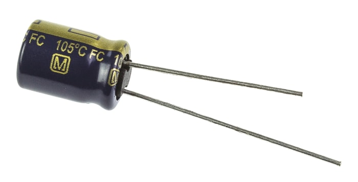 Hliníkový elektrolytický kondenzátor, řada: FC-A 47μF ±20% 342mΩ 63V dc, Radiální, Průchozí otvor Hliníkové