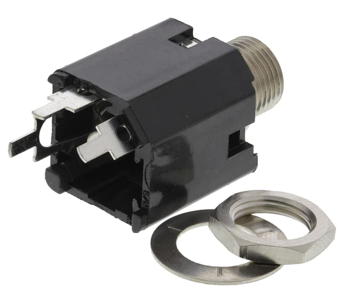 Switchcraft Jack Connector 6.35 mm Through Hole Mono Socket, 2Pole