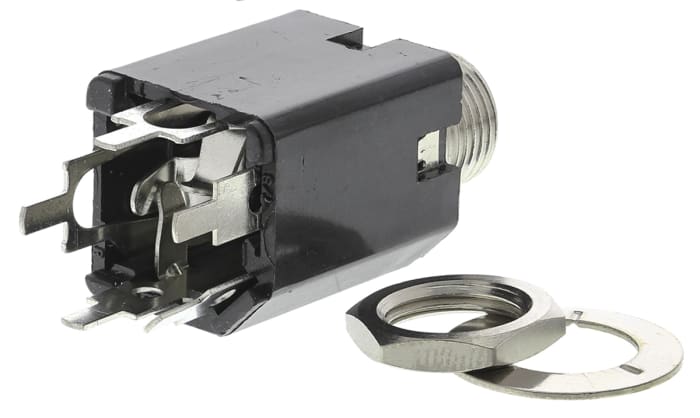 Switchcraft Jack Connector 6.35 mm Chassis Mount, PCB Mount Stereo Socket, 3Pole 3A