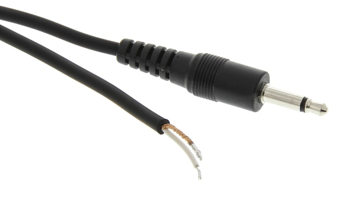 Switchcraft 35HR Male 3.5mm Mono Jack to Unterminated Aux Cable, Black, 1.98m 32HR07884X