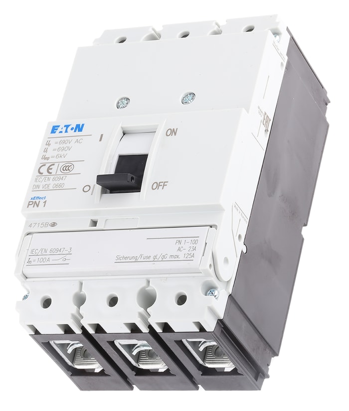 Eaton MCCB 1P 100A, Breaking Capacity 80 kA, Fixed Mount