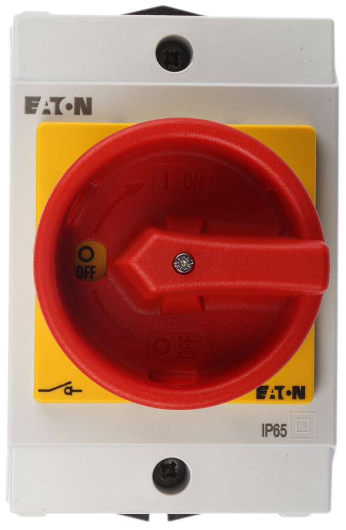 Eaton 3P Pole Surface Mount Isolator Switch - 20A Maximum Current, 6.5kW Power Rating, IP65