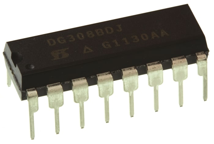 Vishay DG308BDJ-E3, Analogue Switch Quad SPST, 12 V, 15 V, 18 V, 24 V, 28 V, 5 V, 9 V, 16-Pin PDIP
