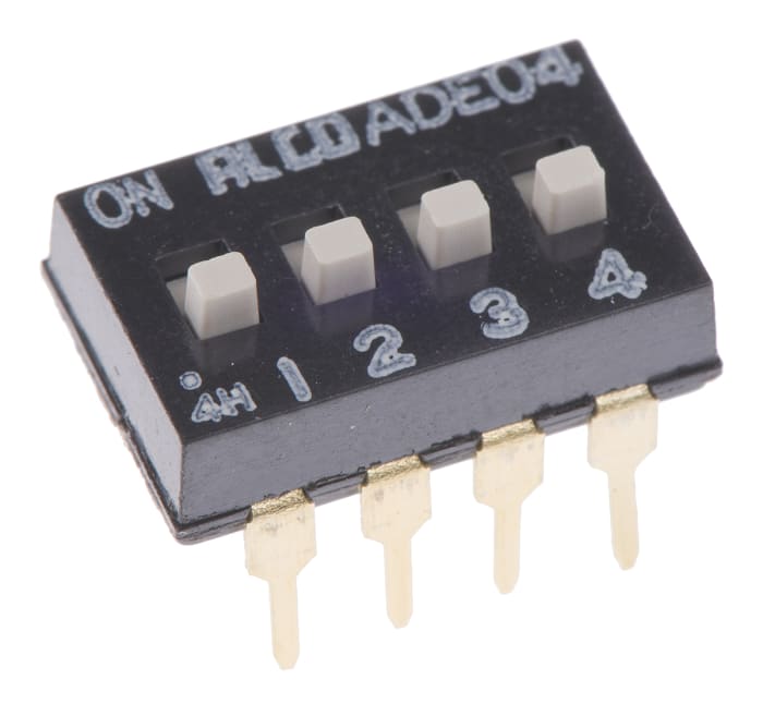 TE Connectivity 4 Way Through Hole DIP Switch 4PST