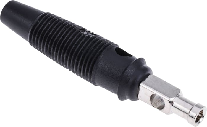 Hirschmann Test & Measurement Black Male Banana Plug, 4 mm Connector, Solder Termination, 30A, 30 V ac, 60V dc, Nickel