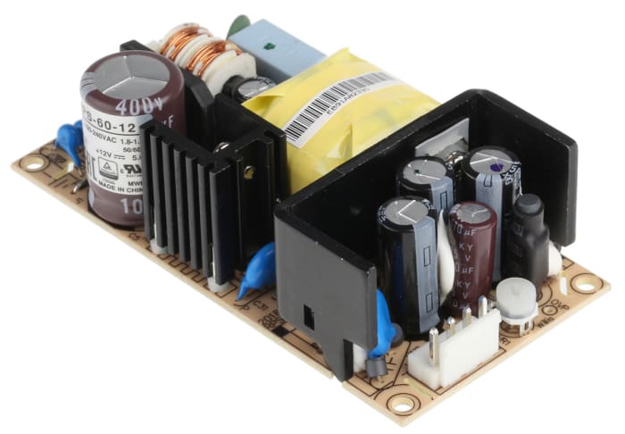 MEAN WELL Switching Power Supply, RPS-60-12, 12V dc, 5A, 60W, 1 Output, 127 → 370 V dc, 90 → 264 V ac