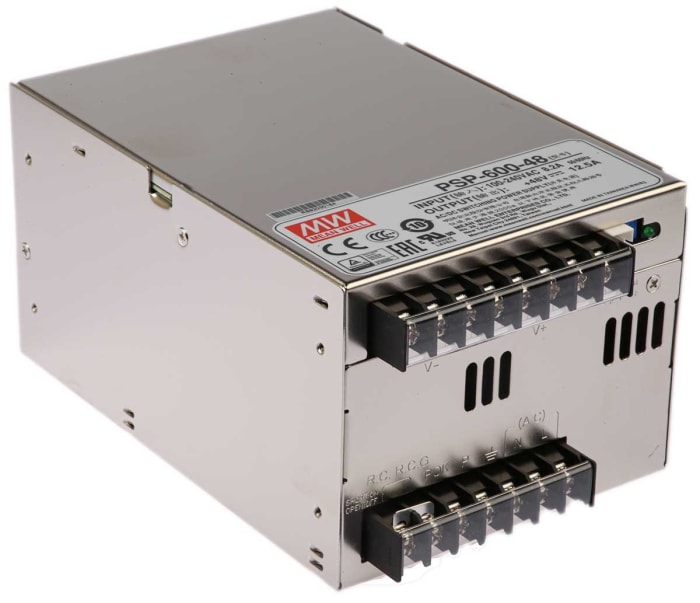MEAN WELL Switching Power Supply, PSP-600-48, 48V dc, 12.5A, 600W, 1 Output, 124 → 370 V dc, 88 → 264 V
