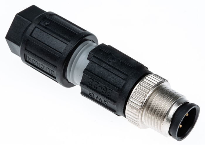 Phoenix Contact Connector, 4 Contacts, Cable Mount, M12 Connector, Plug, Male, IP65, IP67, 34-M, SACC-M12MS-4QO-0 Series