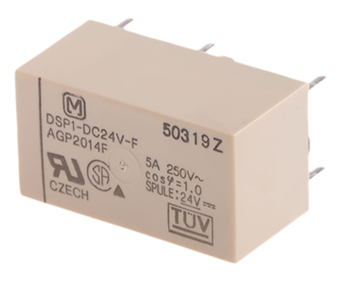Panasonic DPST Non-Latching Relay PCB Mount, 24V dc Coil, 5 A