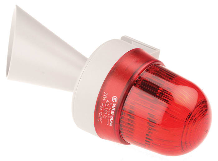 Combiné balise/sirène Werma série 425, lentille Rouge au Xénon, 24 V c.a. / c.c.