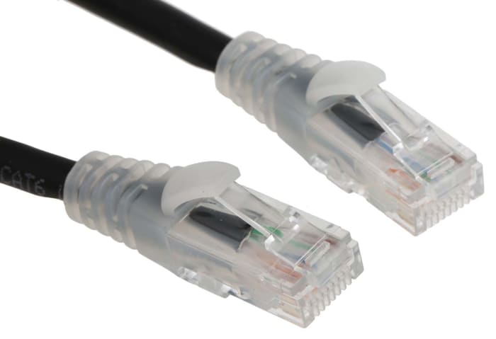 RS PRO, 5m Cat6, Black RJ45 to Male RJ45 Male, U/UTP Unshielded, Terminated LSZH Sheath