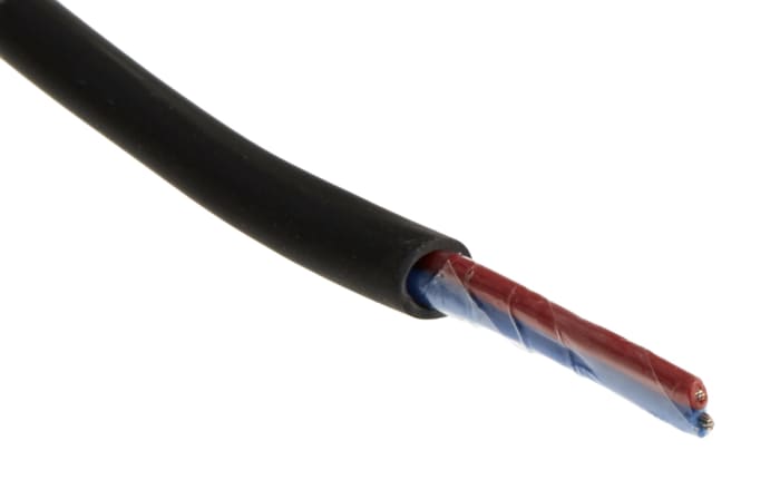RS PRO Multicore Industrial Cable, 2 Cores, 0.22 mm², Unscreened, 25m, Black PVC Sheath, 24 AWG