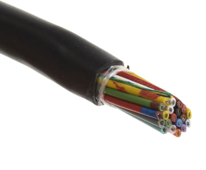 RS PRO Multicore Industrial Cable, 20 Cores, 0.22 mm², Unscreened, 25m, Black PVC Sheath, 24 AWG