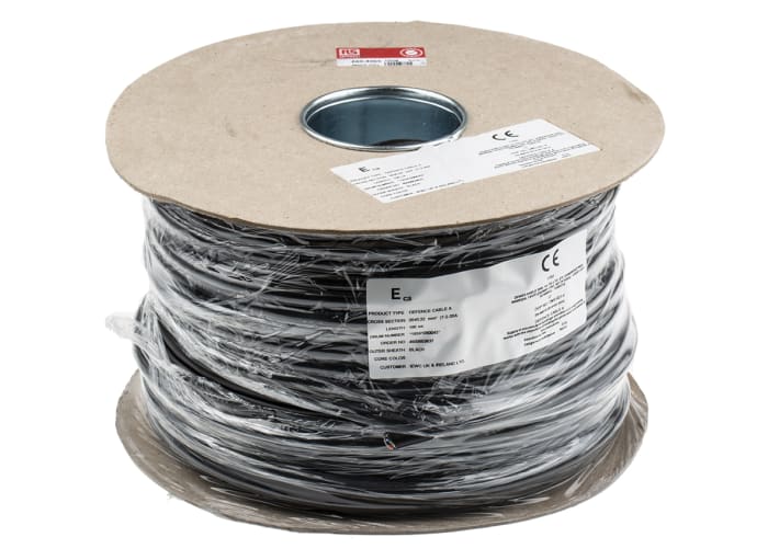 RS PRO Multicore Industrial Cable, 20 Cores, 0.22 mm², Unscreened, 100m, Black PVC Sheath, 24 AWG