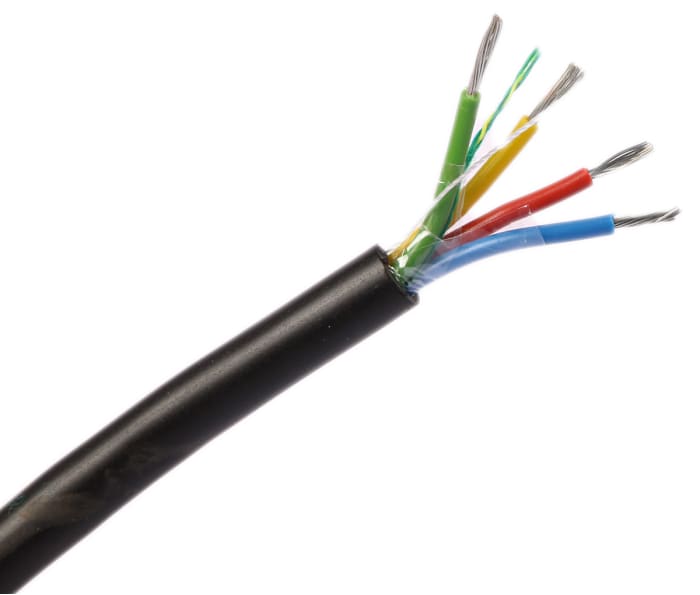 RS PRO Multicore Industrial Cable, 4 Cores, 0.5 mm², Unscreened, 20 AWG, 25m