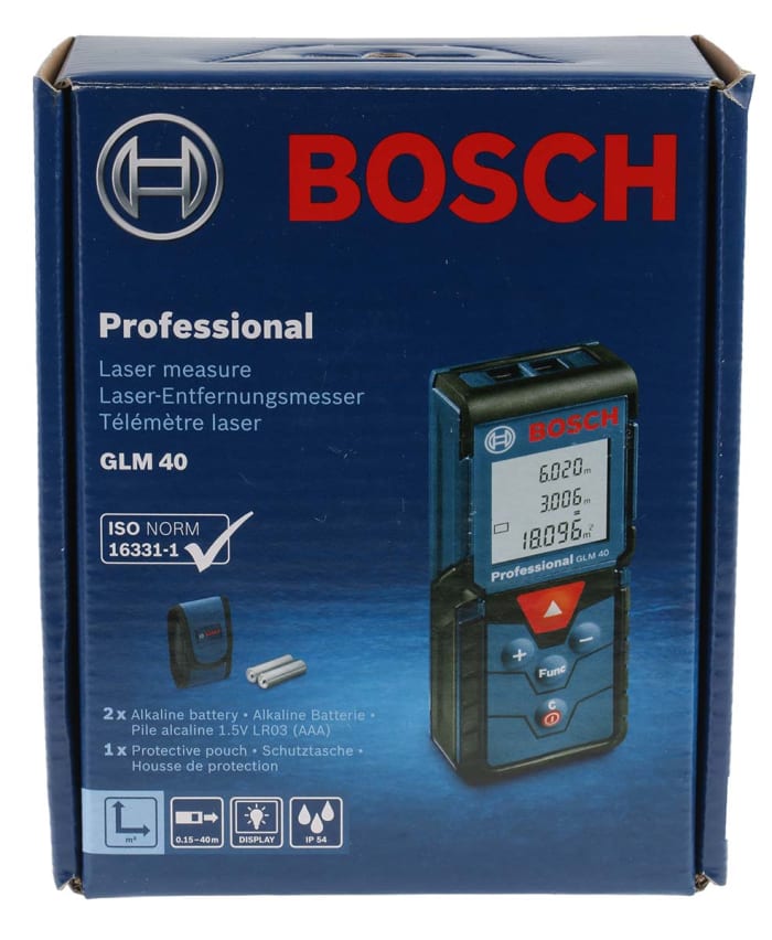 0601072900 Bosch, Bosch GLM 40 Laser Measure, 0.15 → 40m Range, ±1.5 mm  Accuracy, 660-9530