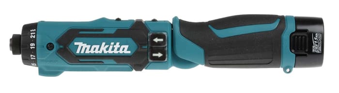 Atornillador eléctrico a batería Makita DF012DSE-UK de 7.2V, 1.5Ah, con  conector inglés