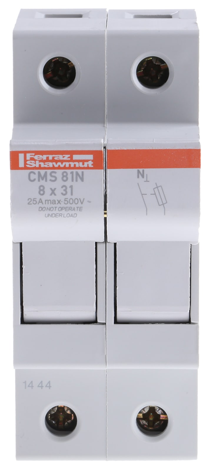 Mersen 25A Rail Mount Fuse Holder for 8 x 31.5mm Fuse, 1+N, 500V ac