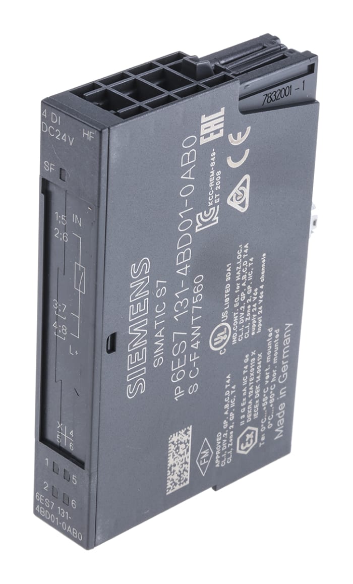Siemens 6ES7 Series PLC I/O Module for Use with SIMATIC ET 200S Series, Digital, 24 V dc